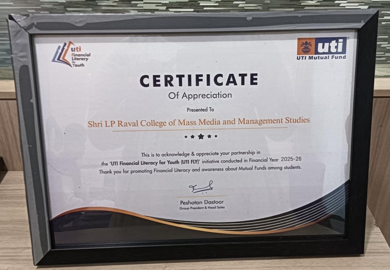 Certificate of Appreciation