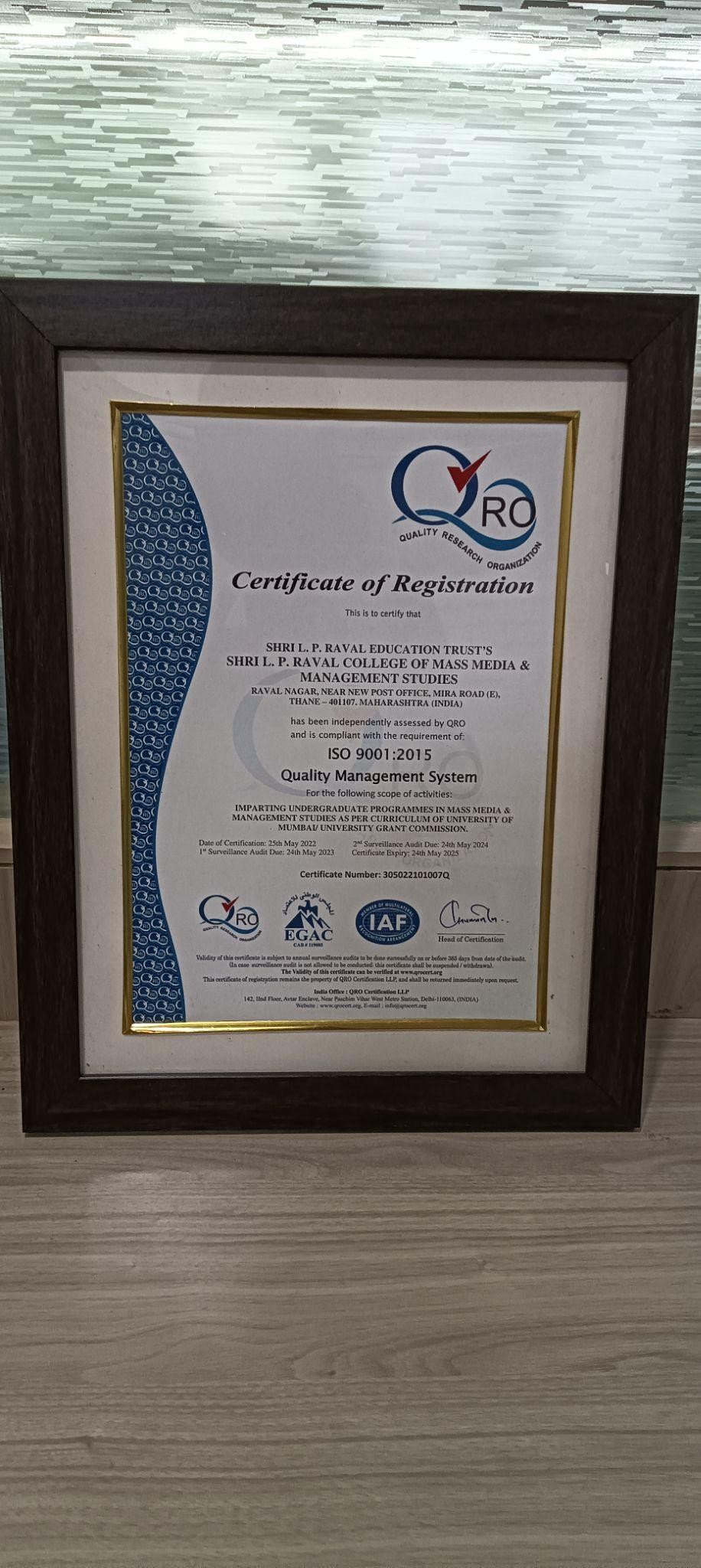 ISO 9001:2015 Certification
